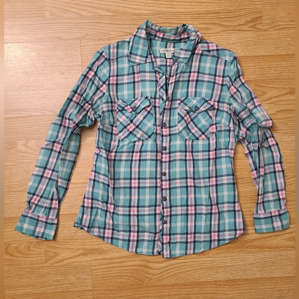 Croft & Barrow 100% Cotton Bright Teal and Pink Flannel